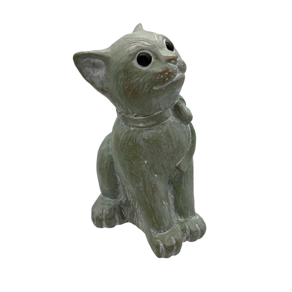 Isabel Bloom Sitting Pretty Cat statue figure‎ concrete wood look kitty figurine